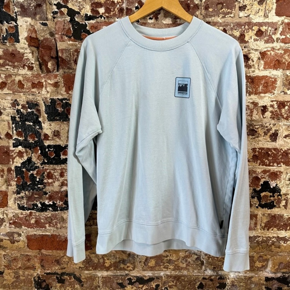 Patagonia Alpine Icon Regenerative Organic Crew Bluish Sweatshirt Mens Medium